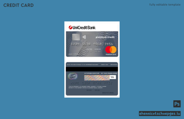 Beispielvorschau der UniCredit Bank Platinum Mastercard (Ungarn)